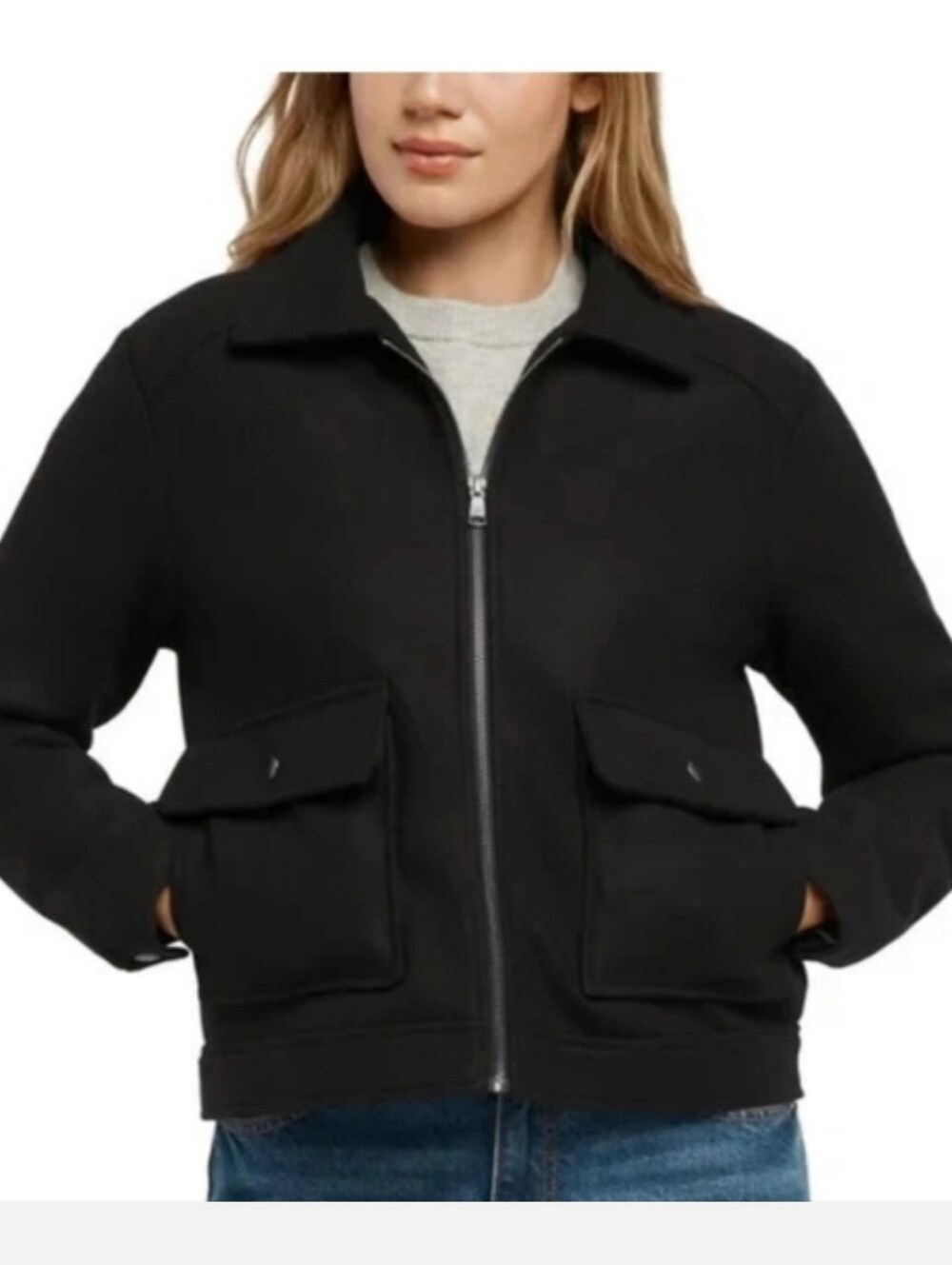 NWOT Banana Republic Women's Wool-Blend Utility Crop Jacket - Black, Medium